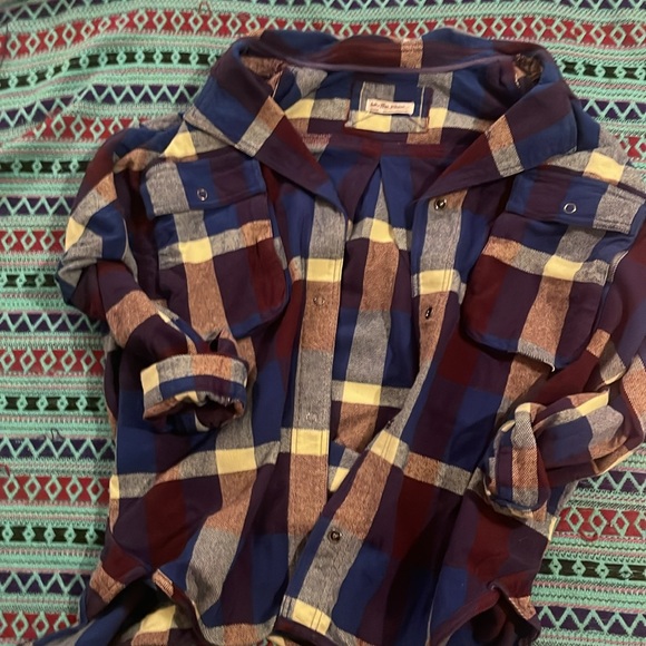 NWOT ✨WE THE FREE IZZEY PLAID CARGO Shirt Jacket in size M in Royal Blue 🍭 - Picture 6 of 10